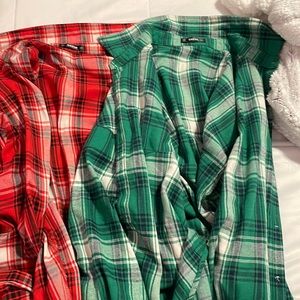 Shein Red and Green Flannel shirts long sleeve. Worn one time.